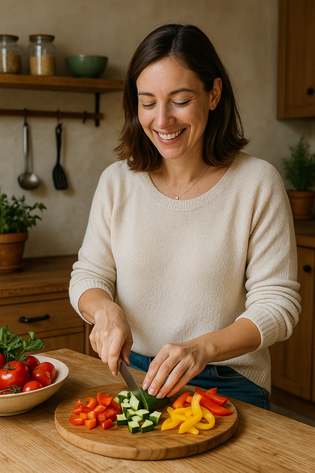 Mujer preparando verduras